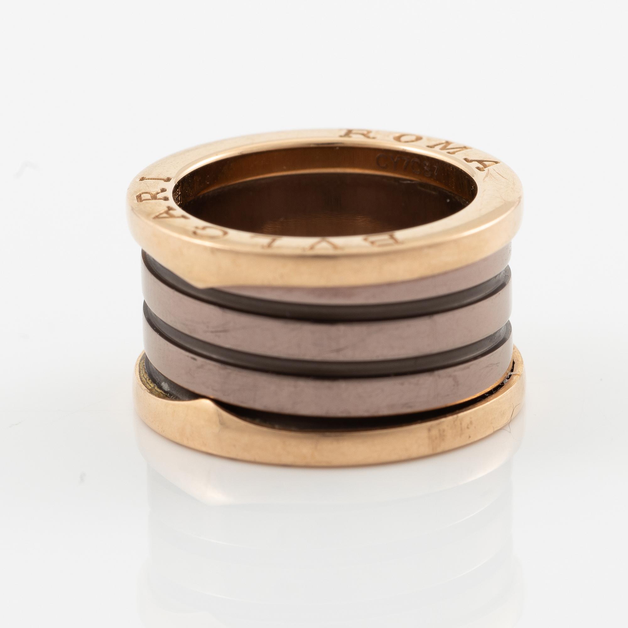 Bulgari, ring, B.zero1, 18K roséguld med keramik.