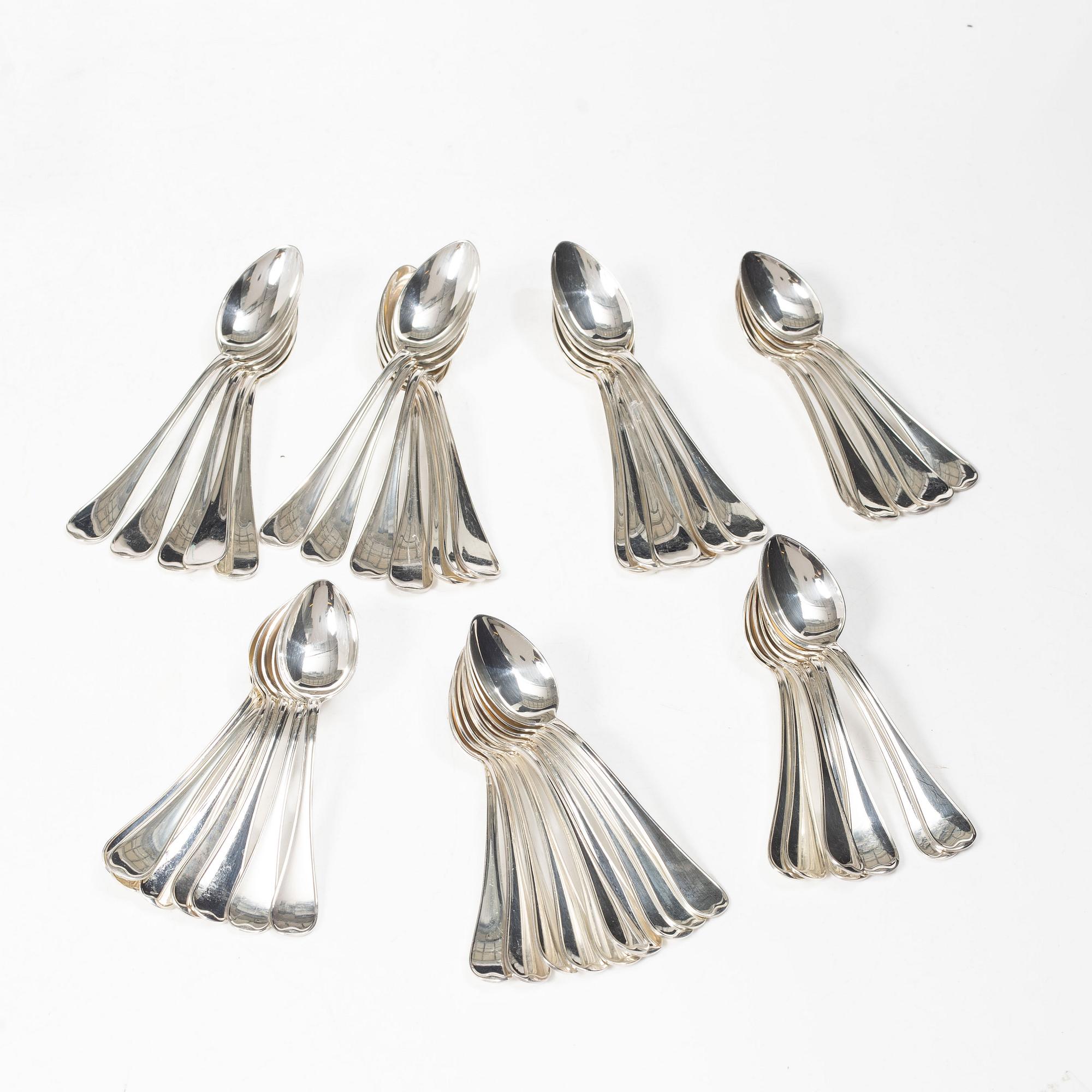 Tea and coffee spoons, 48 pieces, silver, "Svensk" model, including GAB, Stockholm, 1964.