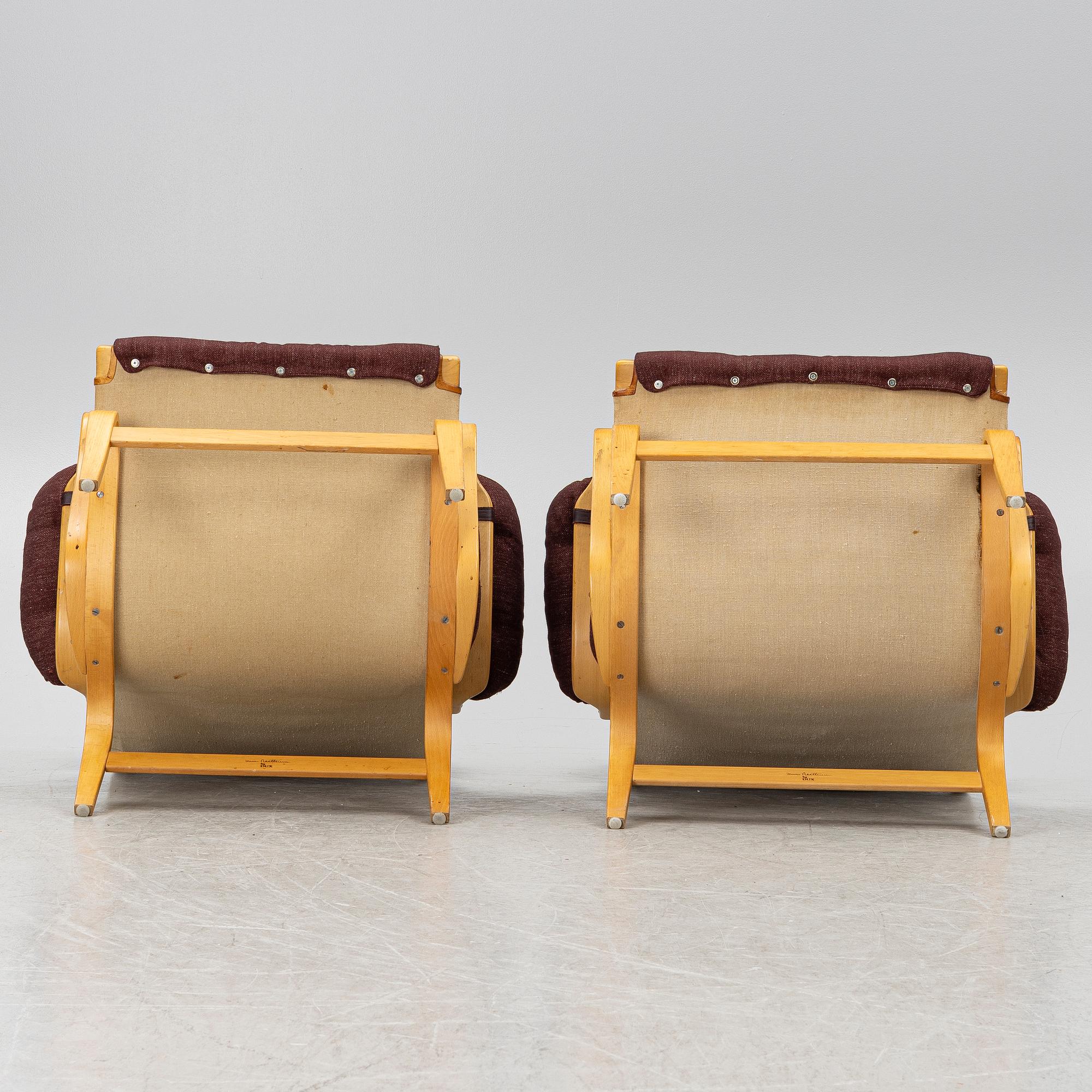Bruno Mathsson, Armchairs, a pair, "Pernilla", Dux, late 20th century.