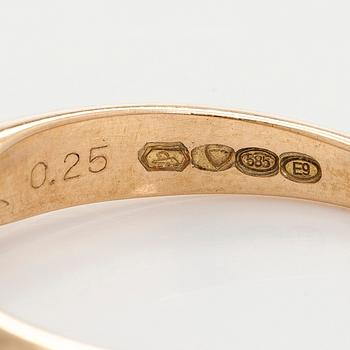 Ring, briljantslipad diamant, 14K guld, Kultakeskus 2006.