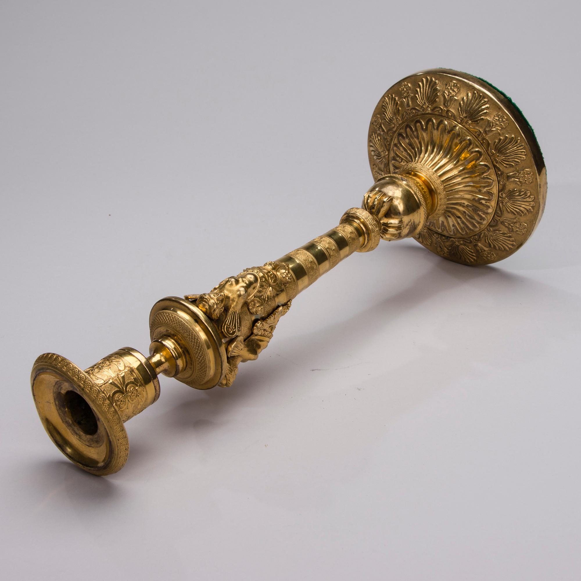 LJUSSTAKE, brännförgylld, Ryssland 1800-talets början.