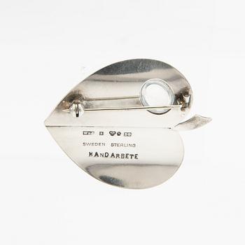 Brooch, sterling silver with rock crystal, Atelier Waldermar Jonsson, Skara, 1954.