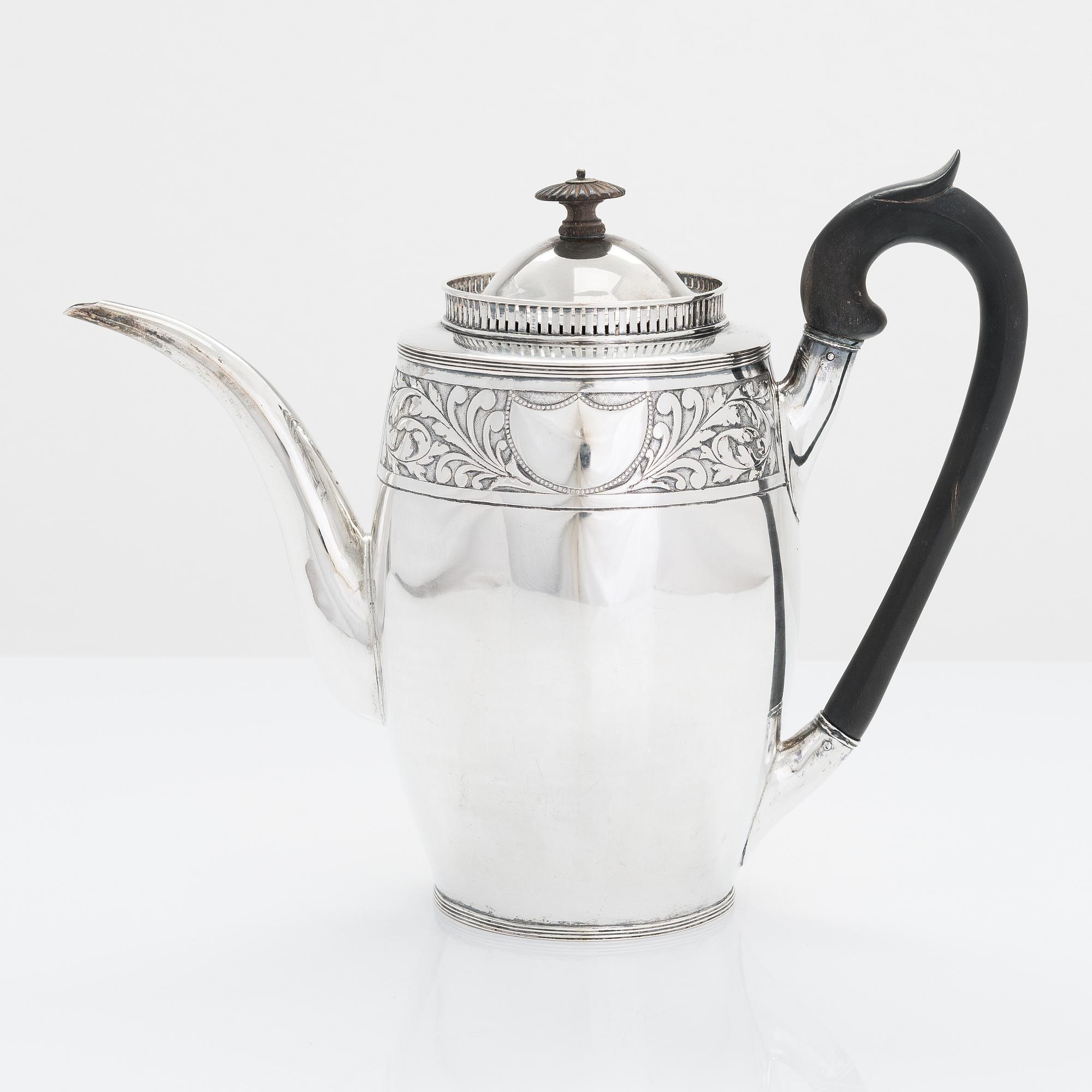 A Danish Late-Gustavian silver coffee pot, assay master mark of Fredrik Fabricius (1787-1823), Copenhagen.