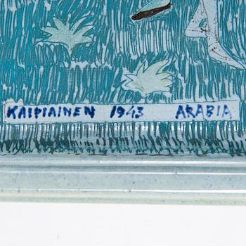 Birger Kaipiainen, a stoneware tray, signed Kaipiainen 1943 Arabia.