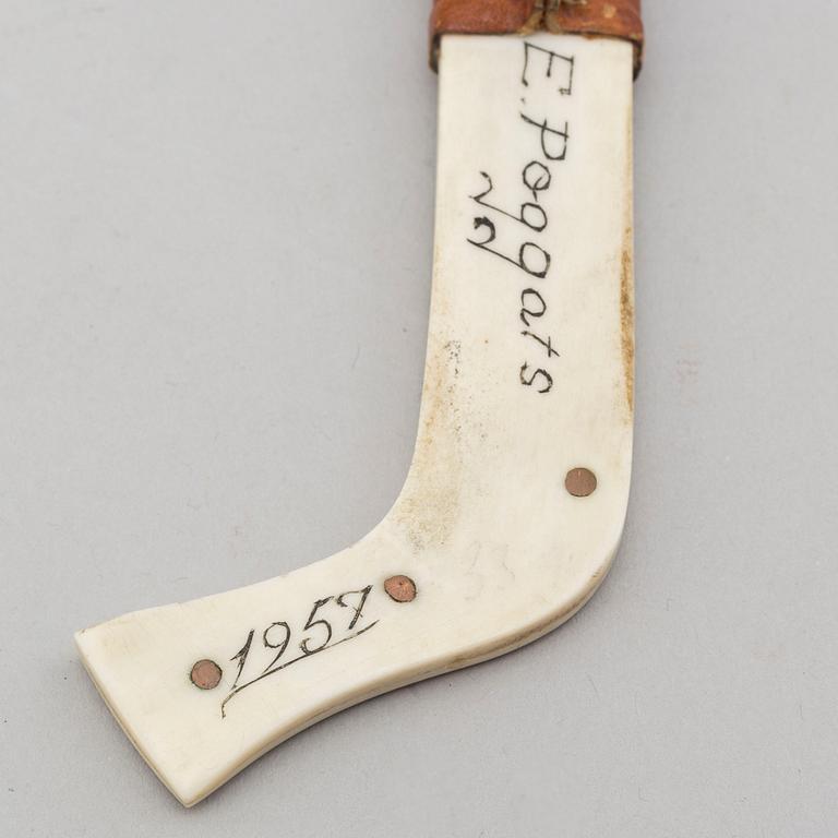 E POGGATS (Elias Poggats), knife, signed and dated 1957.