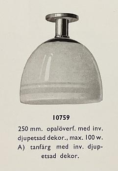 Harald Notini, a pair of ceiling lamps, variant of model "10148", Arvid Böhlmarks Lampfabrik, Stockholm, 1930s.