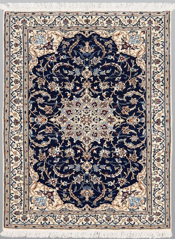 A part silk Nain rug, so called 6 LAA, ca 140 x 98 cm.