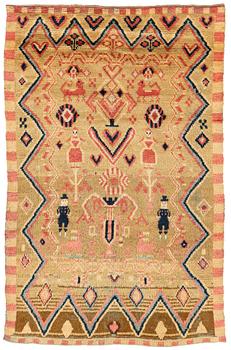 326. A south western Finish knotted pile bed cover, dated 1800. ca 189 x 123 cm.