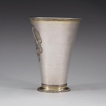 A Swedish 18th century silver beaker, marks of Erik Wibeck, Borås 1751.