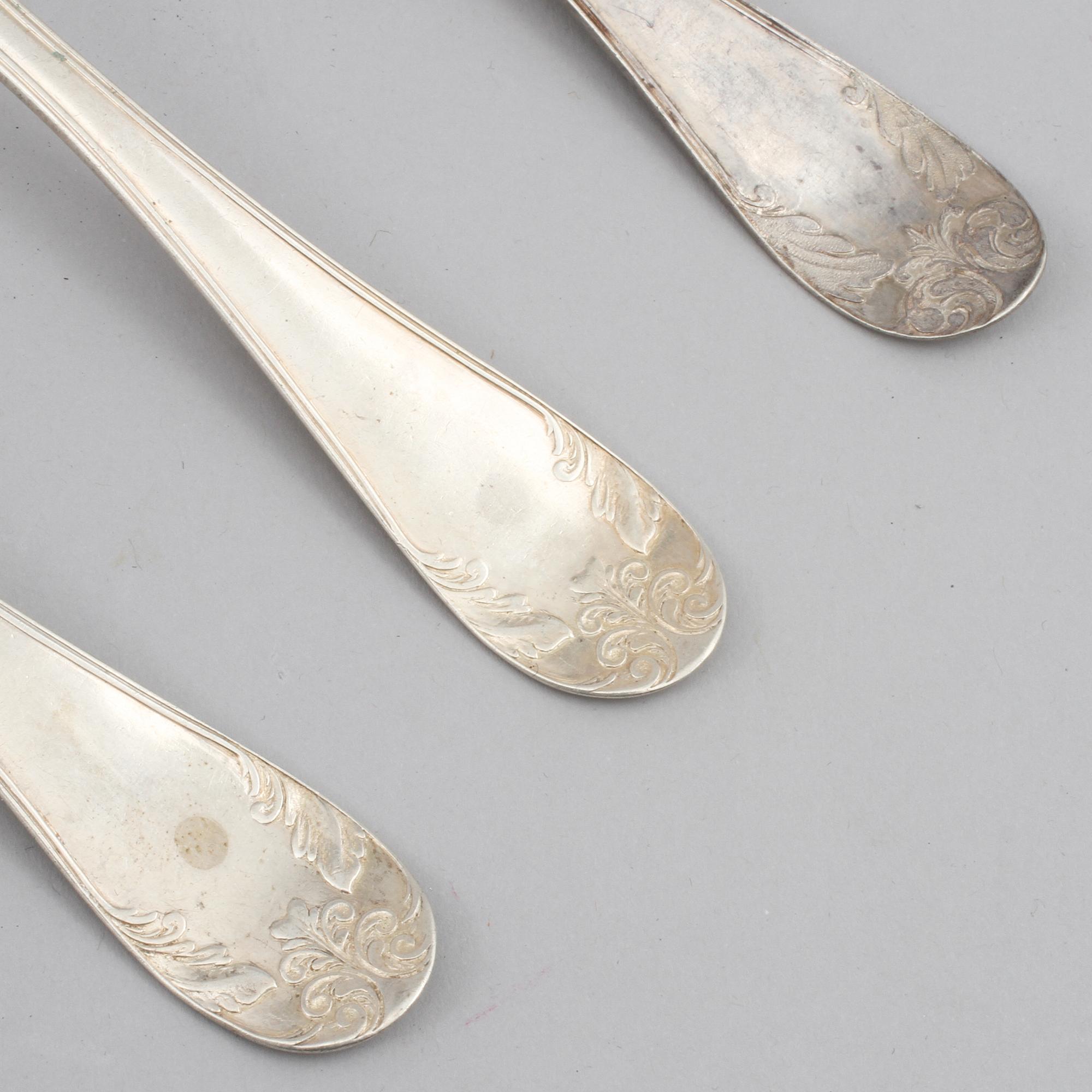 MATSKEDAR, 5 st, silver, bl a Adolf Zethelius, Sverige, 1800-tal, vikt 298 gram.