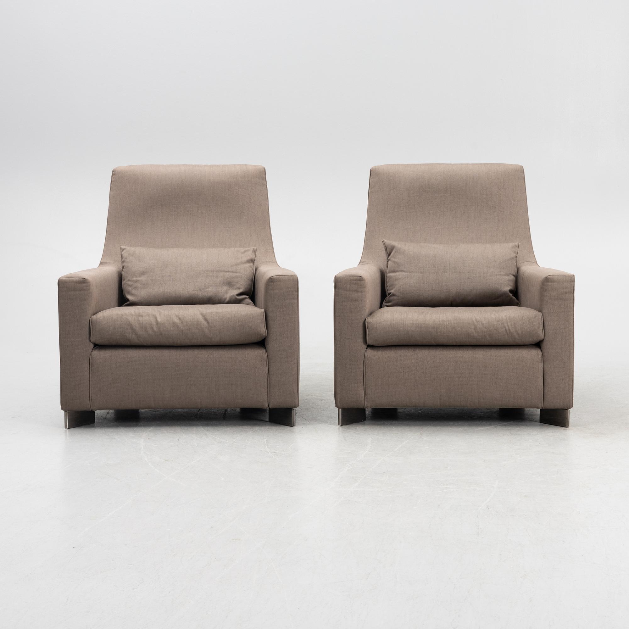 Rodolfo Dordoni, a pair of 'Portofino' armchairs, Minotti, Italy.