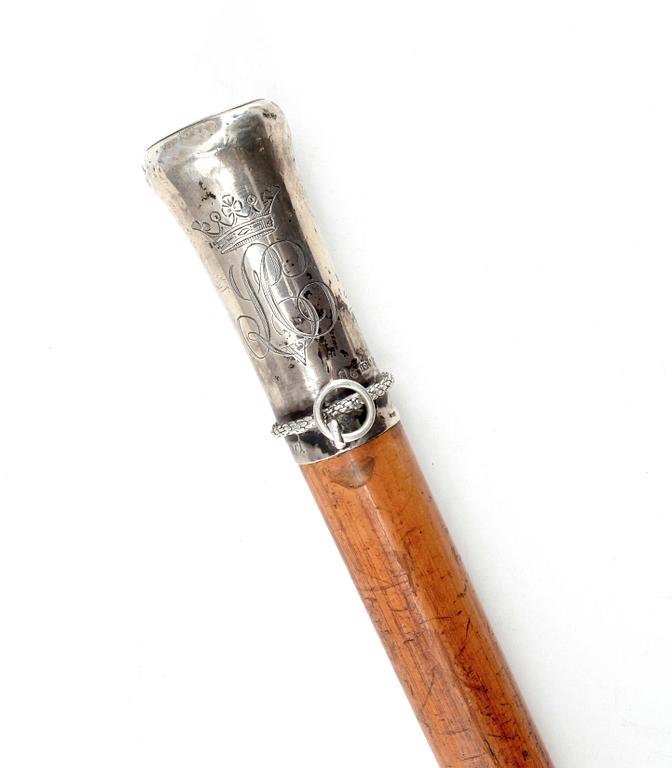 KÄPP, bl a silver och trä, Peter Ohlijn, Åldermansstämpel Friedrich Silber. Karlskrona 1795.