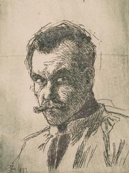 AKSELI GALLEN-KALLELA, etching, later signature with pencil "Kallela 1897".