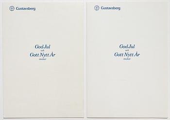 Stig Lindberg, färglitografier, 2 st, Gustavsberg, 1980-81.