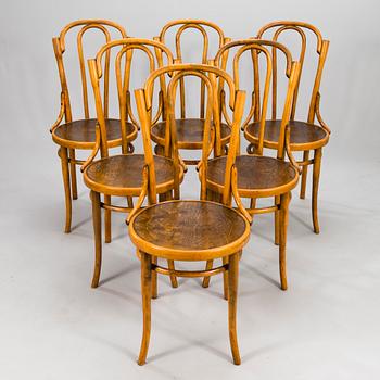 A SET OF SIX BENTWOOD THONET CHAIRS from the first half of the 20th Century. Produced for the Russian market.