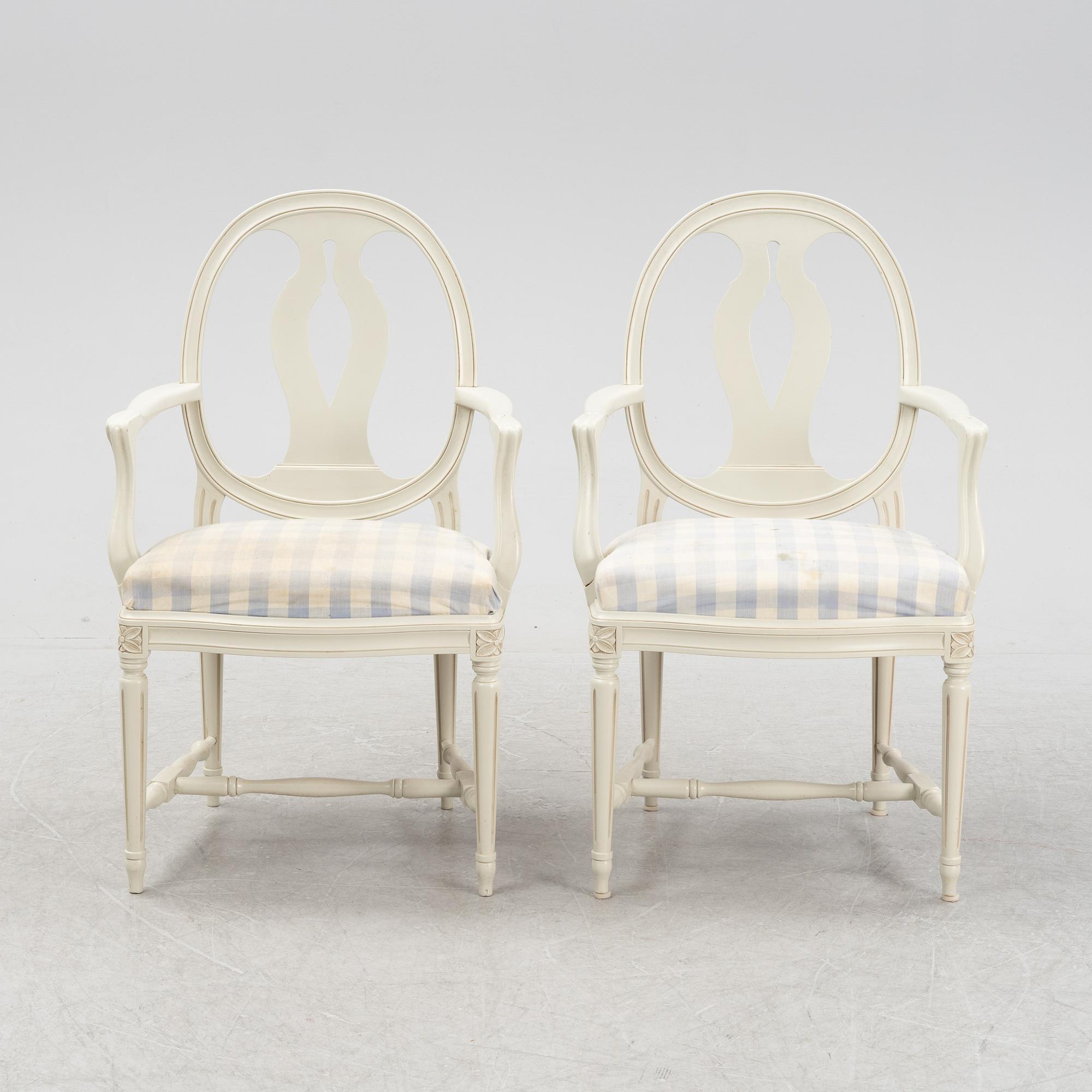 A pair of Gustavian style chairs, second half of the 20th Century.