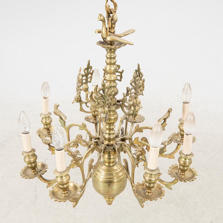 A Broque style brass chandelier 19th century.