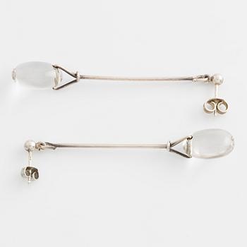 Vivianna Torun Bülow-Hübe a pair of earrings "Dew-drops" silver and rock crystal for Georg Jensen.