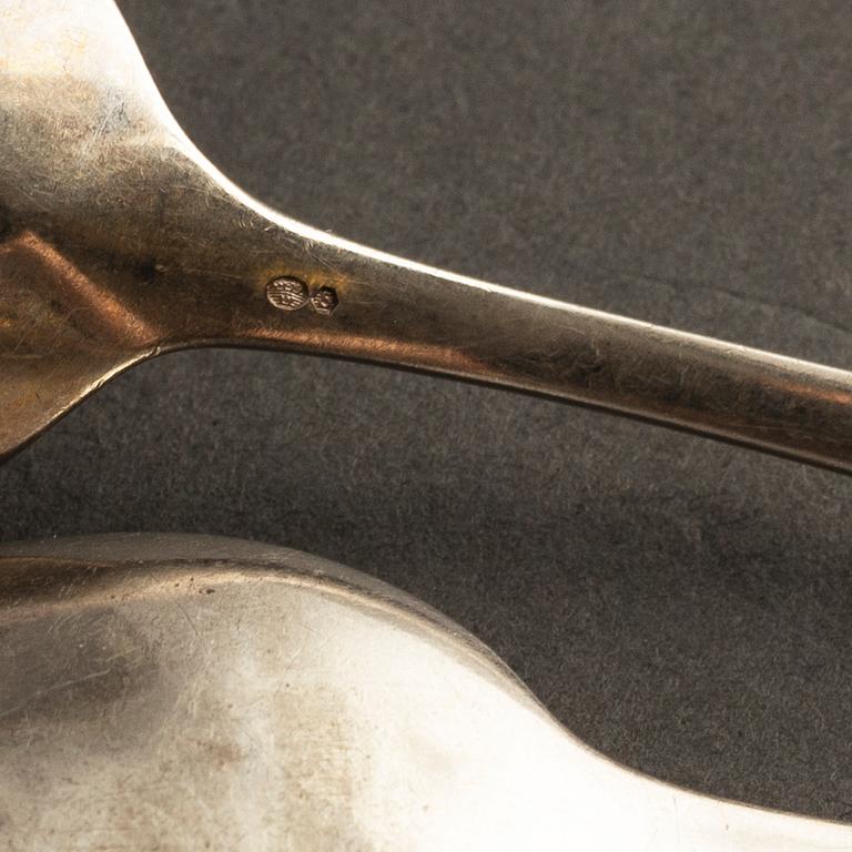 Eleven end of the 19th century silver teaspoons, Germany and Russia.