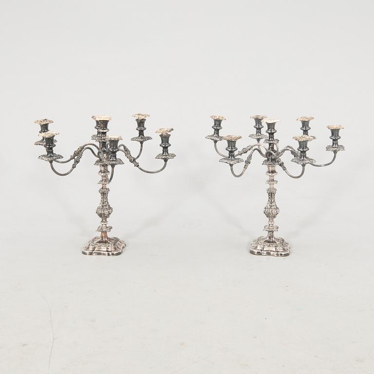 Candelabras, a pair, nickel silver, likely England circa 1900.