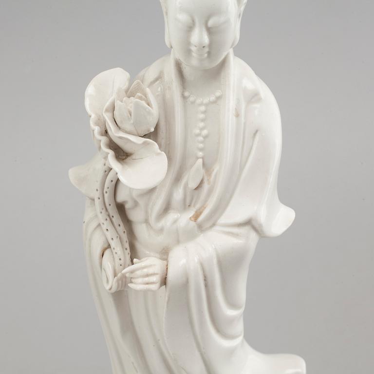 A pair of Chinese blanc de chine figurines, circa 1900.