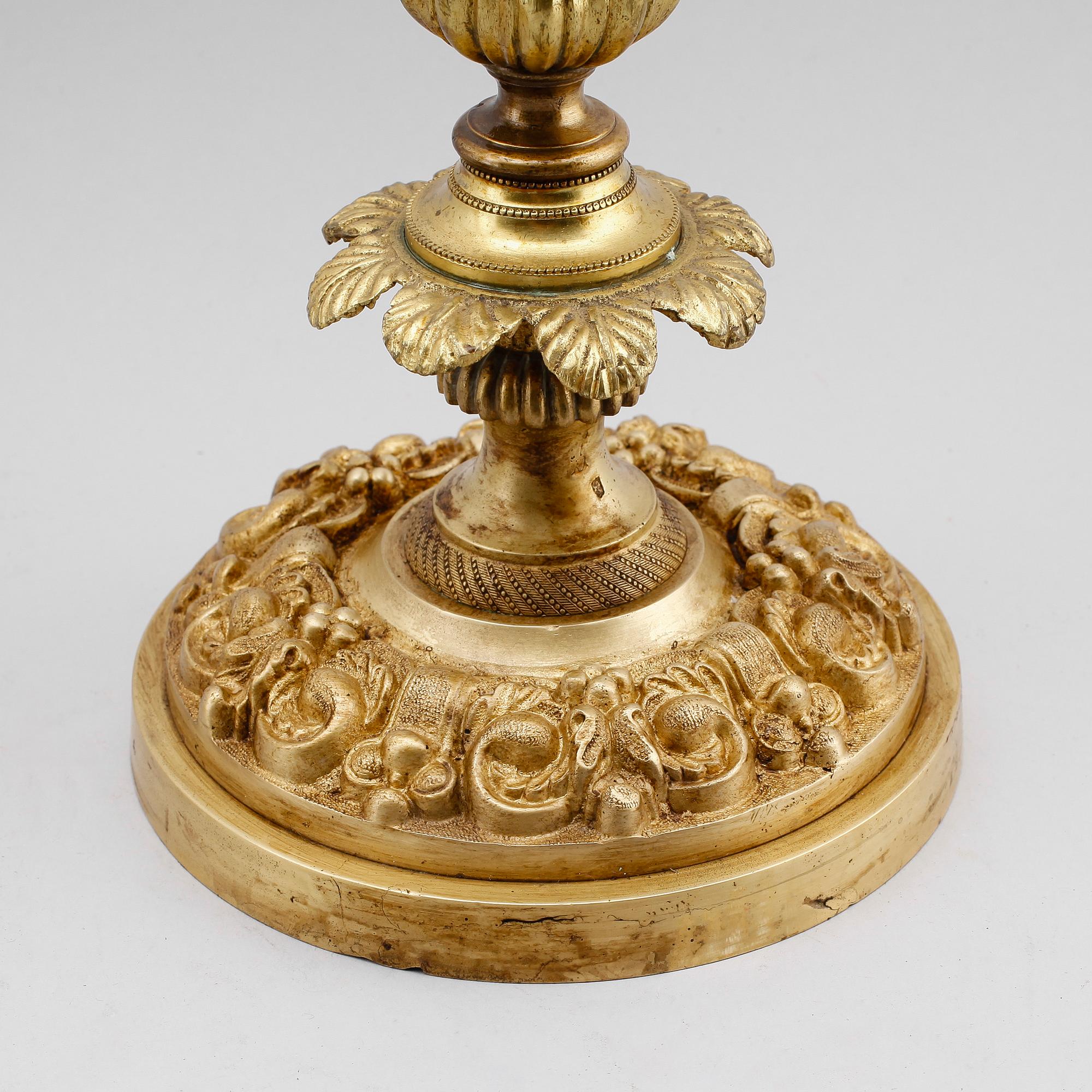 KANDELABRAR, 1 par, brons, senempire, 1800-talets mitt.