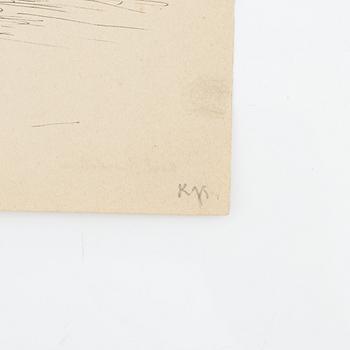 Karl Nordström, tuschteckning, signerad.