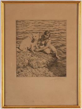 ANDERS ZORN, etching, state III of III, 1917, signed in pencil.