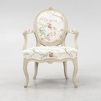 A Swedish Rococo open armchair, later part of the 18th century.