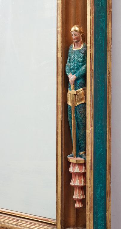 Gisela Trapp, in the manner of, a carved and painted wall mirror, ca 1900.