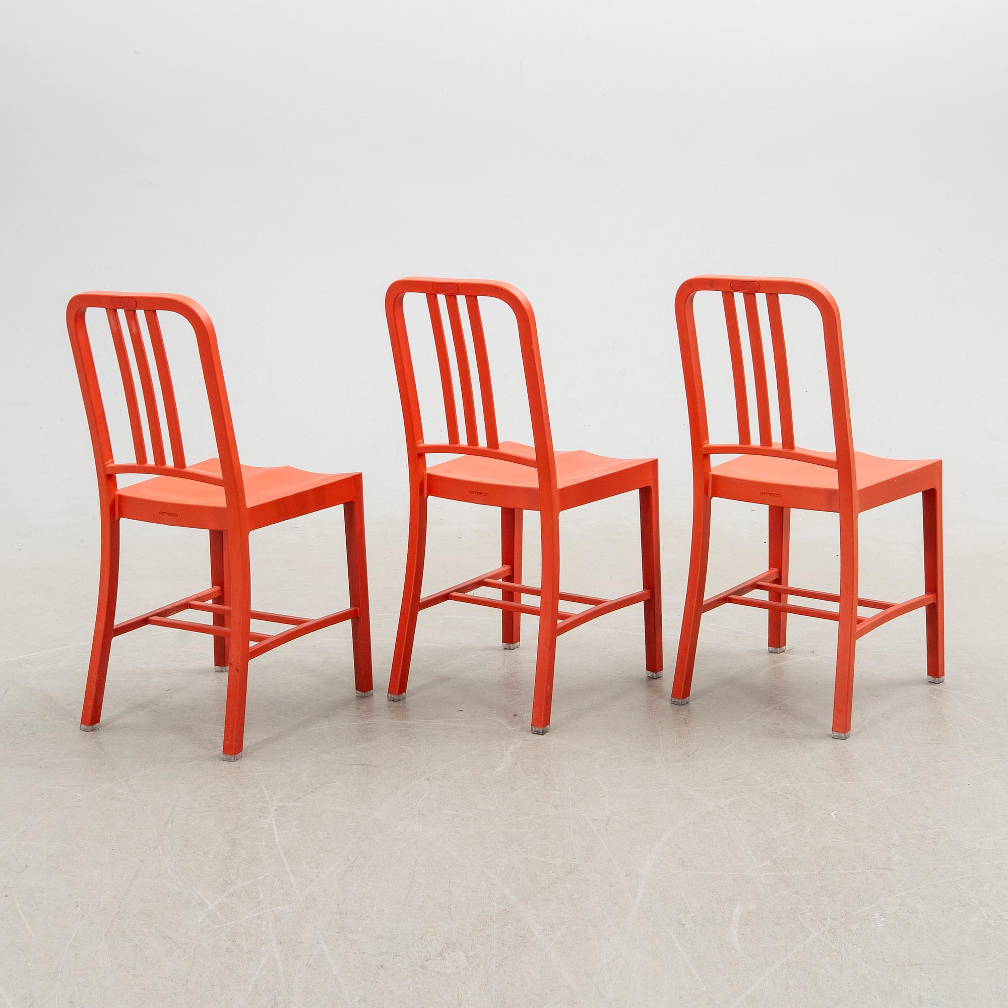 Stolar, 7 st, "111 Navy Chair", Emeco & Coca-Cola. USA 2000-tal.