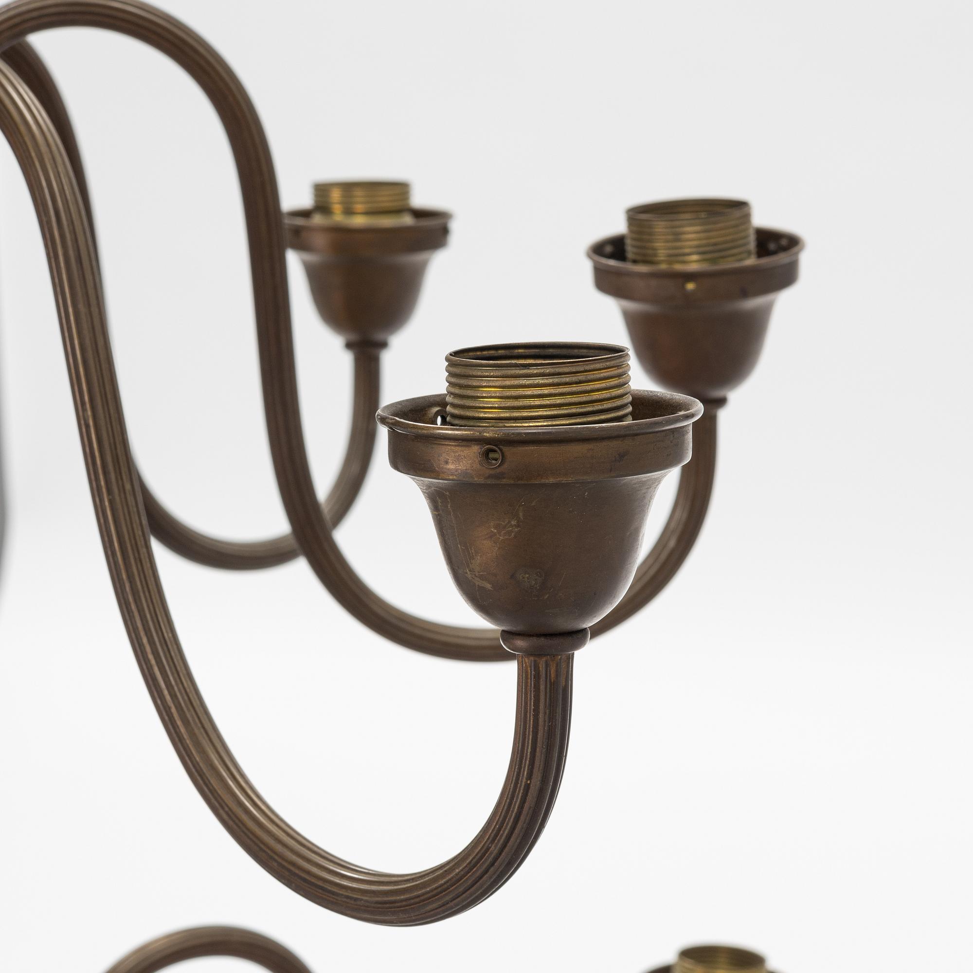 A brass ceiling light, first half of the 20th Century.