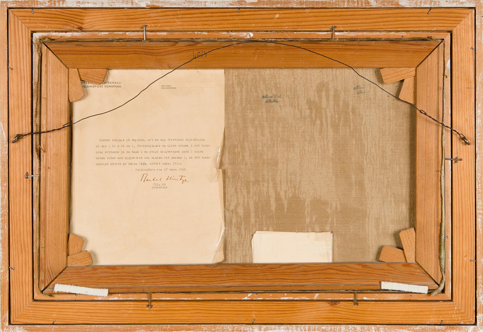 Maria Wiik, The woman in the arbor.