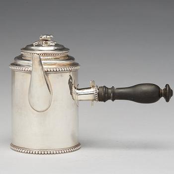 A Swedish Gustavian silver mocca-/coffee-pot, mark of Arvid Floberg, Stockholm 1792.