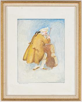 Einar Nerman, mixed media on panel, signed.