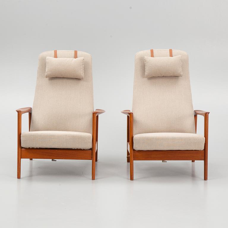 Folke Ohlsson, a pair of "Duxiesta" armchairs with an ottoman, Dux, Sweden, 1960's.