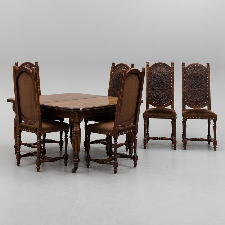 A circa 1900 renaissance style 7 pcs furniture suite.