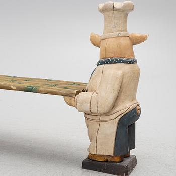 Bench with pigs, likely England, late 20th century.