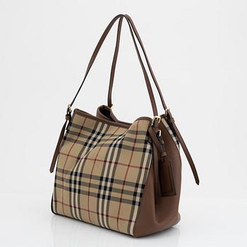 Burberry, a Nova Check canvas and calf leather handbag.