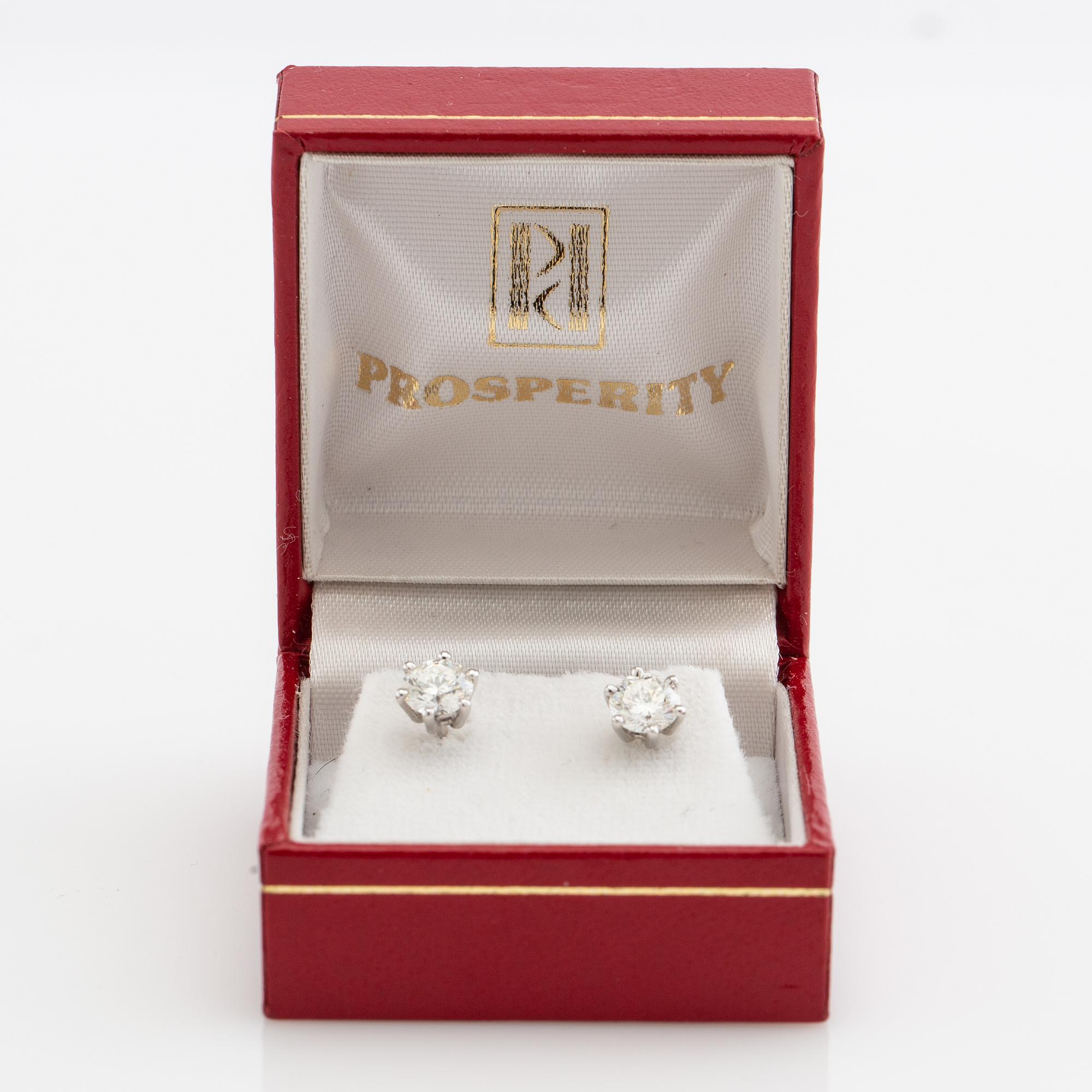 Earrings, a pair, 18K white gold with brilliant-cut diamonds.