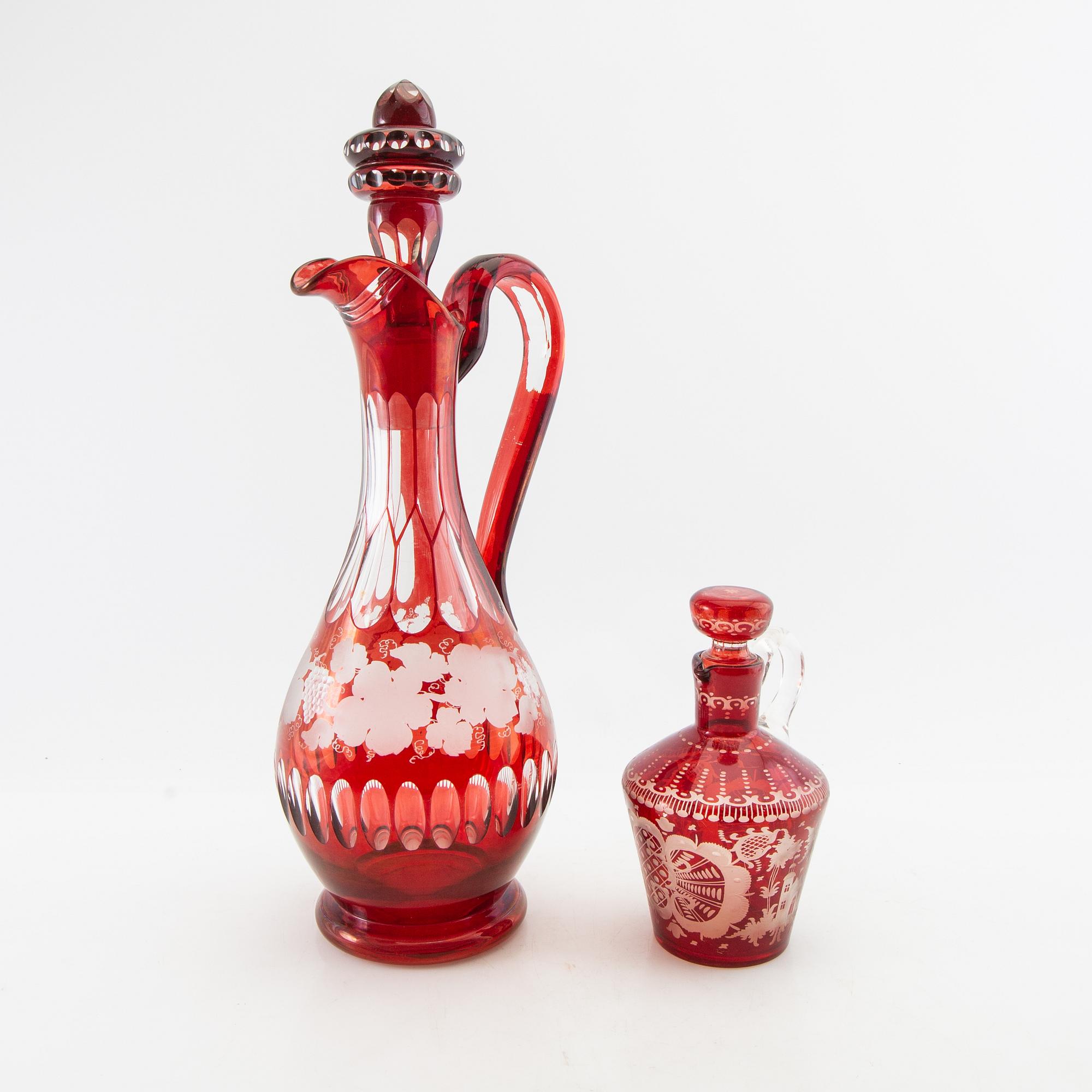 Decanters 2 pcs Bohemia first half of the 20th century.