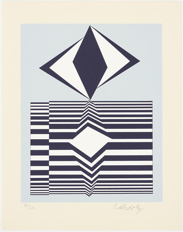 Victor Vasarely, "I ON" Portfölj med 7 serigrafier.