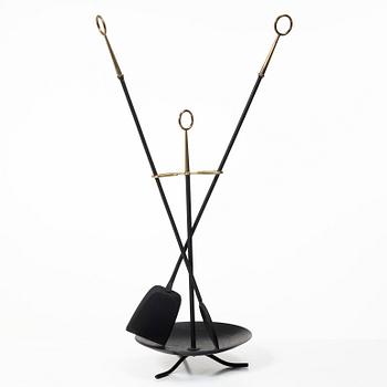 Gunnar Ander, Fire utensils on a stand, Ystad Metall, second half of the 20th century.