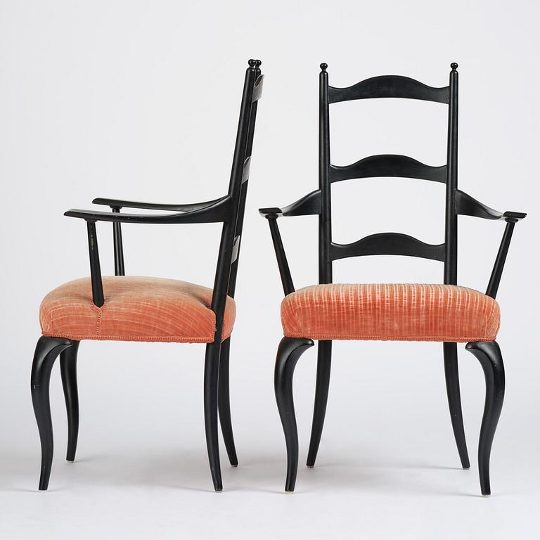 Uno Åhrén, a set of eight Swedish Grace dining chairs, 1920s.