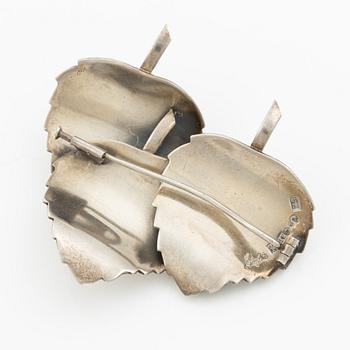 Stigbert, brooch in the form of a leaf, silver, Stockholm 1948.