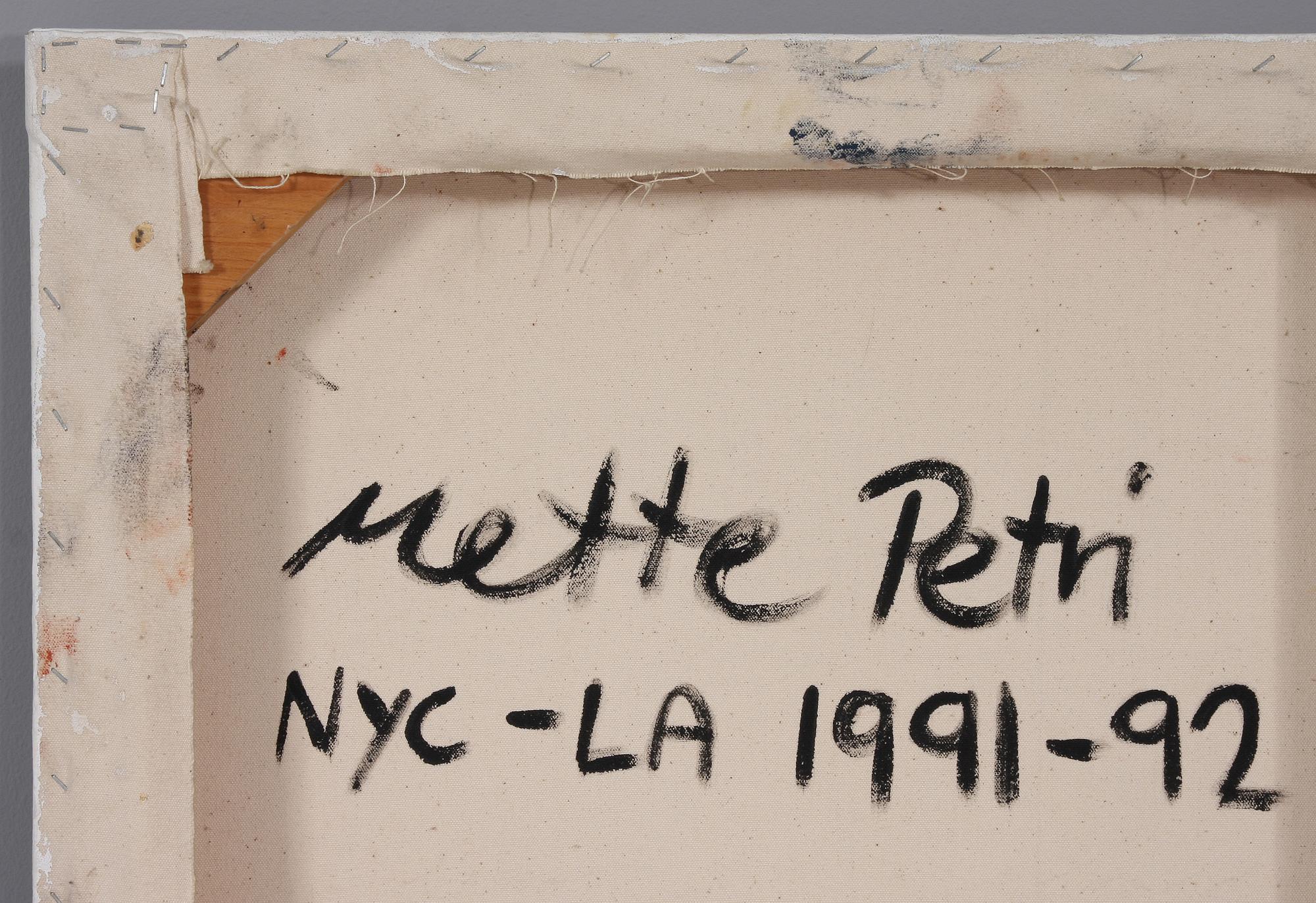 METTE PETRI, olja på duk, "CONSULTING THE ORACLE", sign. o dat. "NYC-LA 1991-92" a tergo.