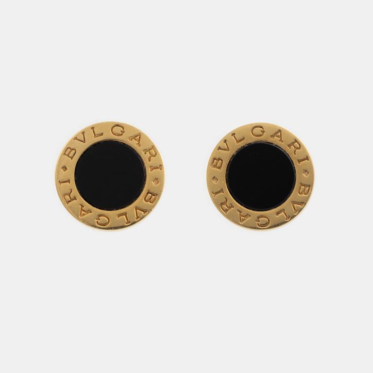 Bulgari, earrings, 18K gold and onyx.