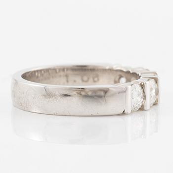 Ring, half eternity band, 18K white gold set with brilliant-cut diamonds, total 1.06 ct.