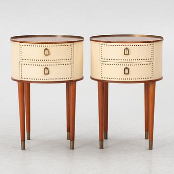 A pair of bedside tables. Halvdan Petterssons möbelfabrik Tibro, mid 20th century.