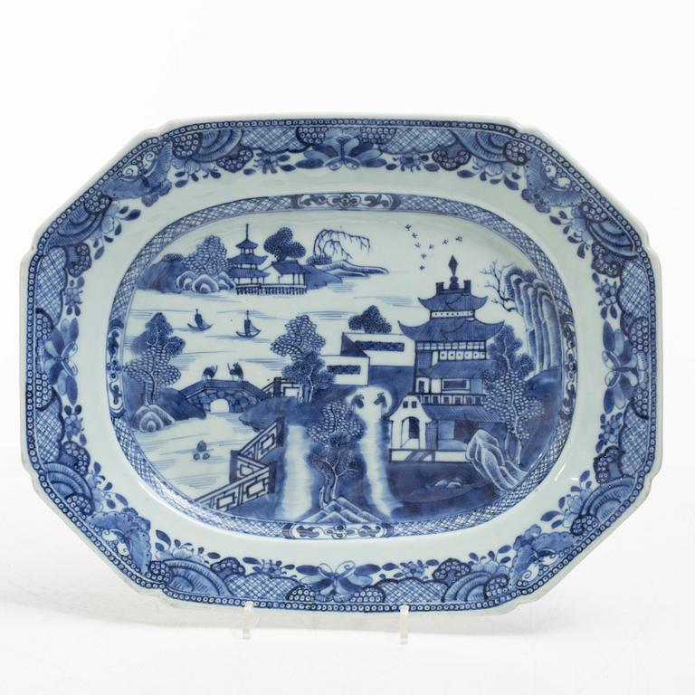 Four blue and white serving dishes, China, Qianlong (1736-95).